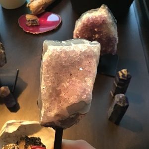 Large Purple Amethyst with Black Metal Stand